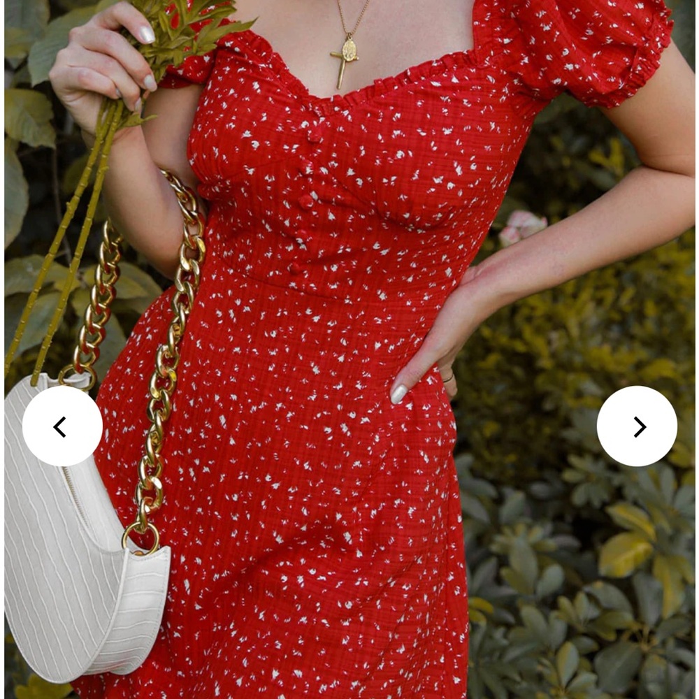 Petite Studio NYC Maisy - Floral mini dress, sweetheart neckline, puff sleeve, S - Picture 9 of 10